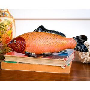 Vintage Japanese Porcelain Koi Fish Figurine Hand Painted Andrea by Sadek 1970s